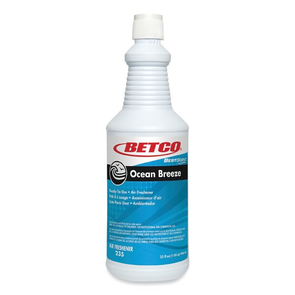 Betco BestScent Ocean Breeze RTU Deodorizer, Ocean Breeze Scent, 32 oz Spray Bottle, 12PK 2351200